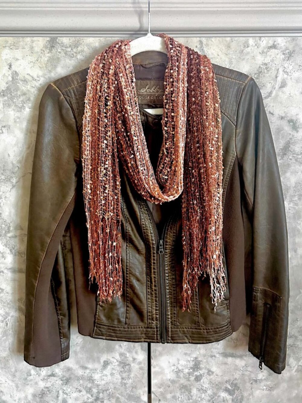 Brown Ombrè Sheer Stretch Fall Scarf Accessory